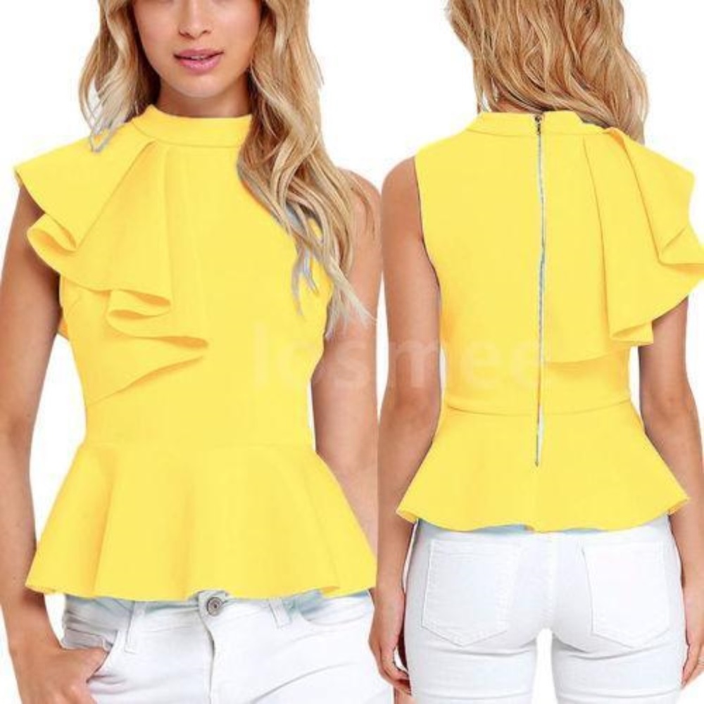 FLASH SALE 💕 yellow peplum shirt new! S